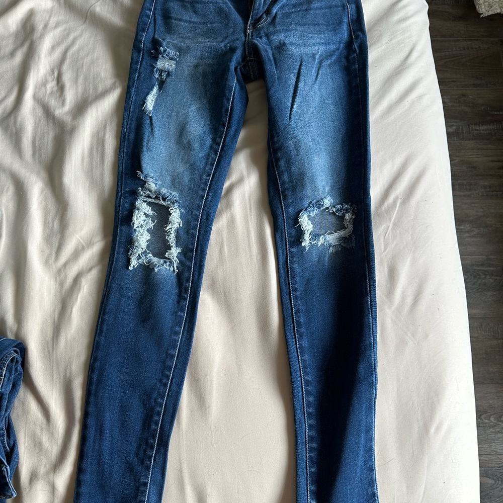Kancan distressed high waisted dark wash jeans